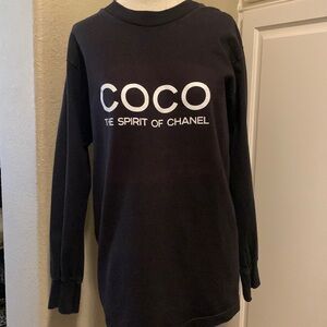 Rare Vintage 90’s COCO The Spirit of Chanel Black Long Sleeve Tee Shirt Large L
